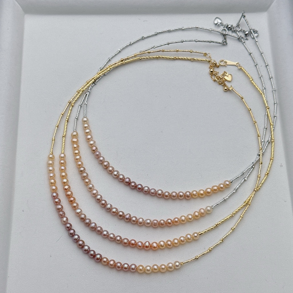 X819 Handmade Freshwater Baby Pearl Ombr Dainty Necklace